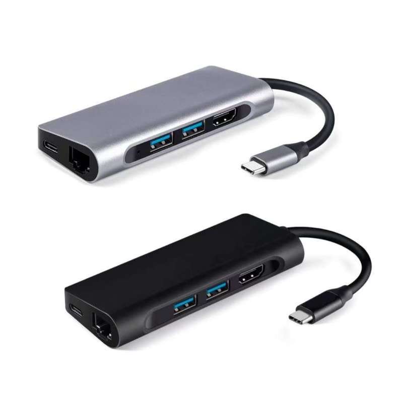 USB C Laptop Docking Station USB 3.0 HDMI RJ45 Gigabit PD Fealushon for MacBook Samsung Galaxy S9 /S8 / S8+Type C Dock station