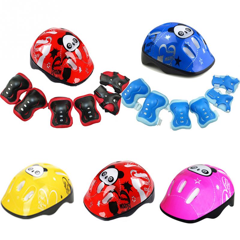 Elbow Sports Outdoor Cycling Helmet Protector Set Roller Skating Riding Wrist Knee Safety Adjustable 7pcs/set Safeguard For Kids