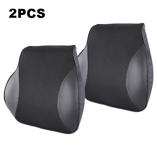 Auto Kussens 3D Memory Foam Warme Auto Nekkussen PU Leer Auto Zitkussen Universele Lumbale Terug Ondersteuning Auto Accessoires: 2 PCS Lumbar