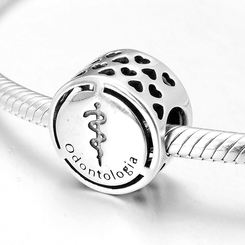 Éxito en la carrera, signo de Odontologia, cuentas de plata esterlina 925, se ajustan a pulseras LYNACCS originales, brazaletes, fabricación de joyas DIY