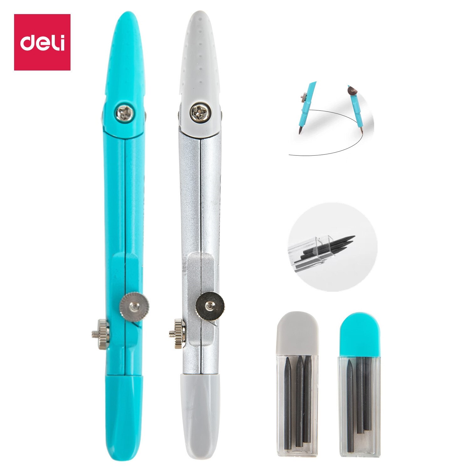 Deli School Cute Compass Zinc alloy Office Compass Steel Drawing Compass Math Geometry Tools for School Supplies for Student