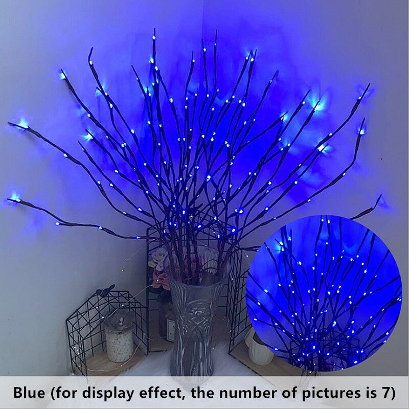 Luces decorativas de árbol de simulación para habitación, luces Led de Navidad impermeables para jarrón, piso, lámpara de porche interior, cuentas de luz decorativa, nuevas: blue
