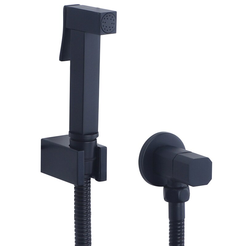 Bidet Mixer Faucets Black Brass Single Cold Toilet Corner Valve Handheld Sprayer Hygienic Shower Head Wash Car Pet Airbrush Taps