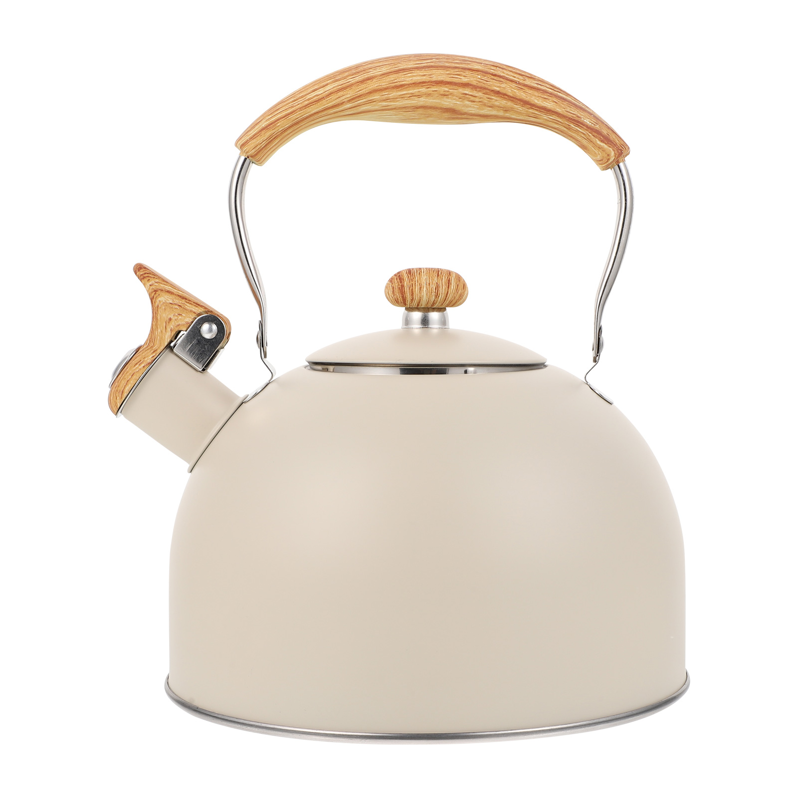 1Pc Boiling Tea Kettle 2.5L Antique Stainless Steel Flat Bottom (Beige): Default Title