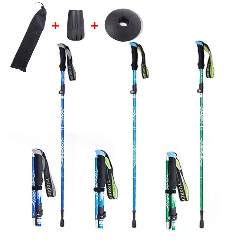 Foldable Walking Poles Anti-shock Trekking Sticks Adjustable Telescopic Baton For Hiking Climbing Accessories With Storage Bag