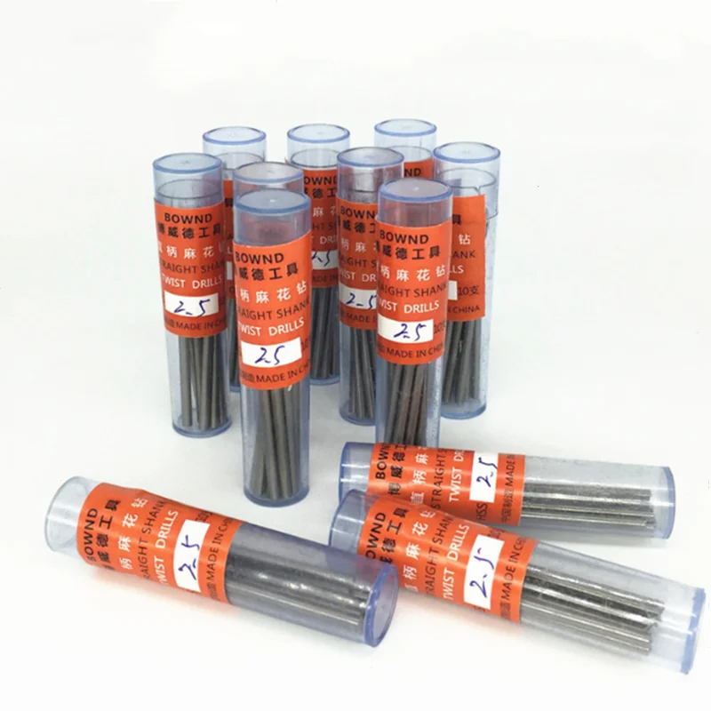 10 Uds W6542 HSS mini broca de vástago recto 0,2-5,2mm, adecuada para taladros eléctricos de perforación de acero inoxidable y madera