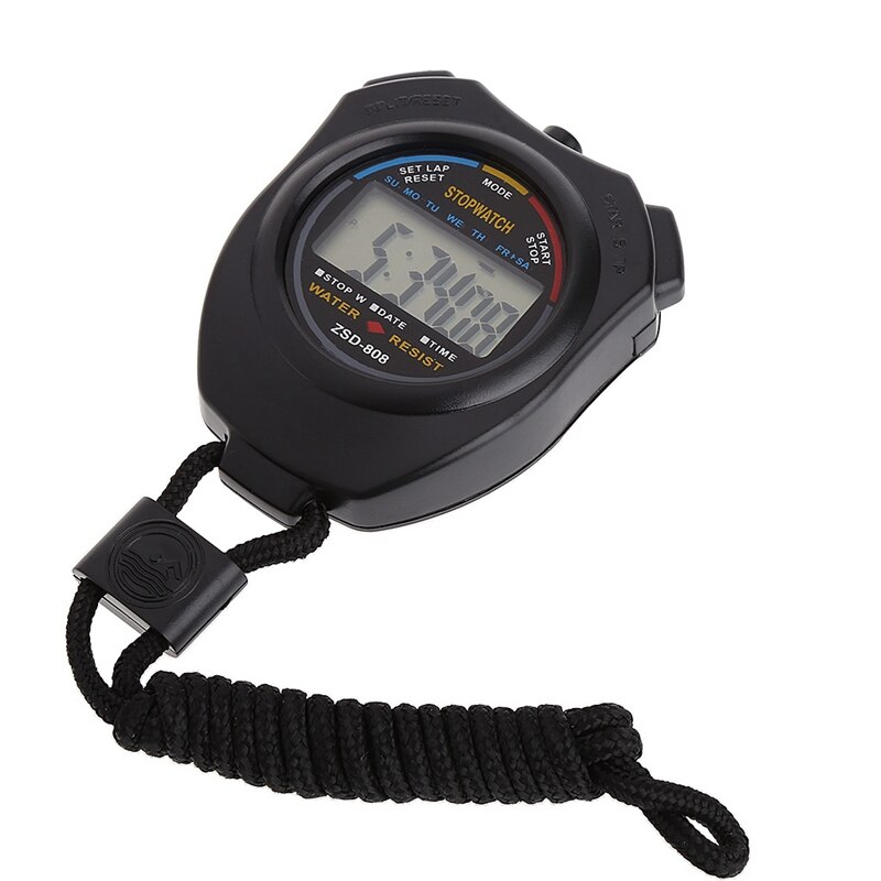 Handheld Digital LCD Sports Stopwatch Chronograph Counter Timer w/Strap