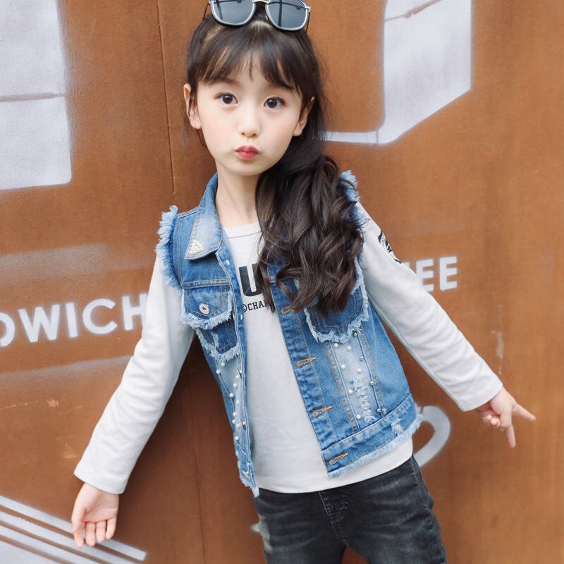 Yao Kleine Mädchen Jeans Weste Frühling Herbst Pa Produktbild-Vorschau 5