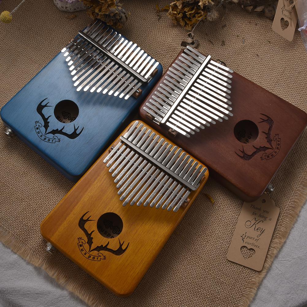 17 Keys EQ Kalimba Mahogany Thumb Piano Kalimba Finger Piano with Electric Pickup Tuner Hammer Beginner Music Learning Keyboard