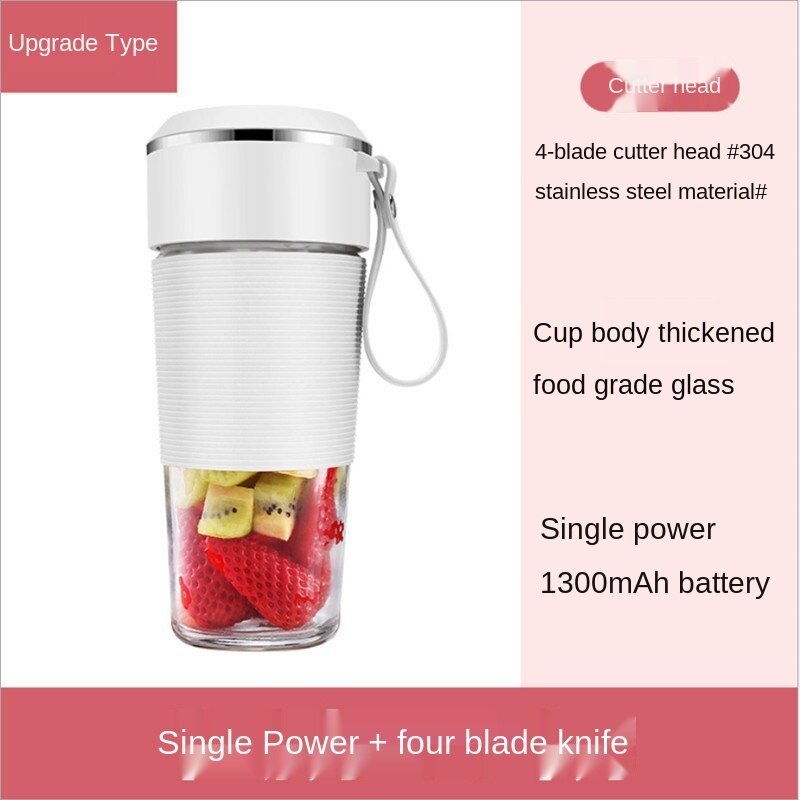 Handheld Blender Portable Mini Mixer Rechargeable USB Electric Juicer Lemon Orange Squeezer Fresh Juice Cup: white 4 blade