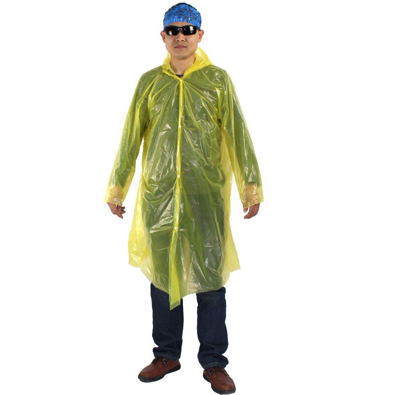 2pcs Plastic Rain Cover Portable Rainwear Disposable Outdoor Transparent Raincoat With Hood Waterproof Camp Rain Cape Hoode: yellow