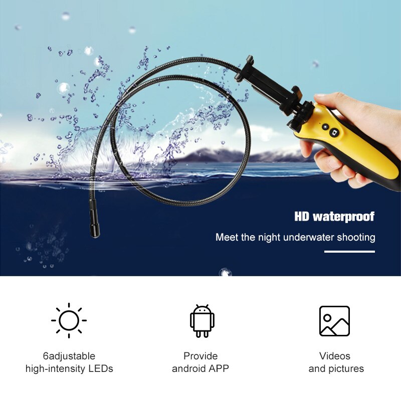 Caméra d'inspection Endoscope USB, Semi-rigide, 3.0 mégapixels, CMOS HD, étanche, caméra serpent avec 6 lumières Led réglables
