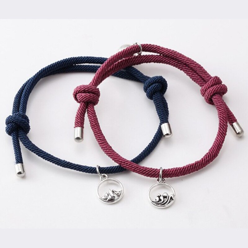 2Pcs/Set Alloy Couple Magnetic Attraction Ball Bracelet for Women Men Stainless Steel Friendship Bracelets Jewelry: 12