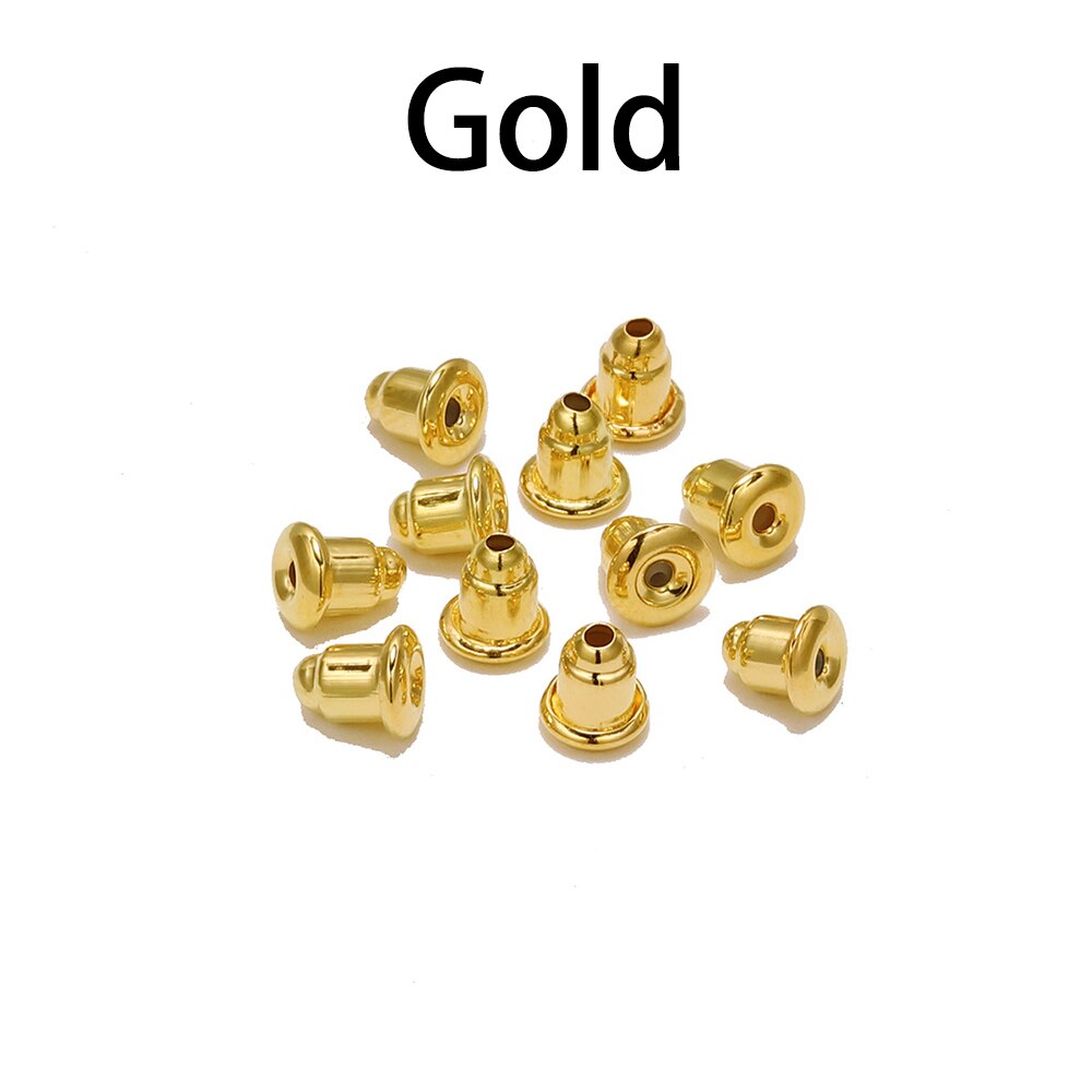 Size 5*6mm 50-200pcs/lot Gold Metal Caps Earring Studs Stopper Bullet Earring Back Plugging Blocked For Diy Jewelry Making: Gold 200Pcs