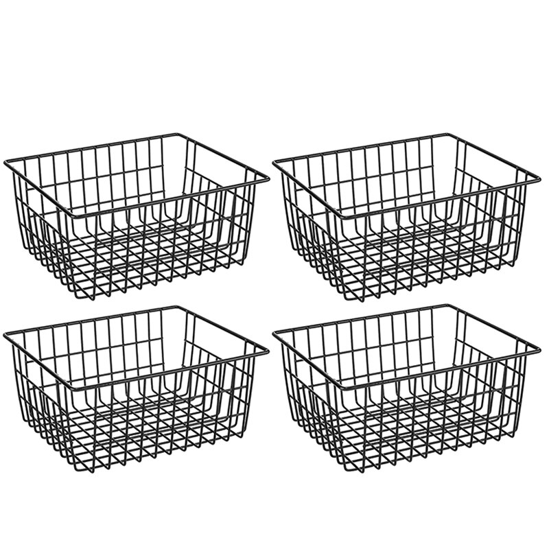 Gefrierschrank Kühlschrank Draht Lagerung Körbe, 4 Pack Metall Körbe Lebensmittel Lagerung Organizer Behälter mit Gebaut-in Griffe: Ursprünglich Titel