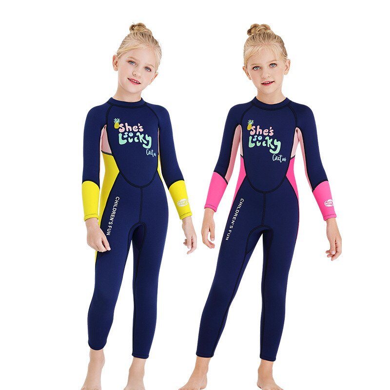 Ragazze Costumi Da Bagno Per Bambini Muta Vestito di Nuoto 2.5 millimetri Vestito di Immersione Subacquea A Prova di UV Ragazze Ispessite Lungo Manicotto di Un Pezzo del Costume Da Bagno di Surf