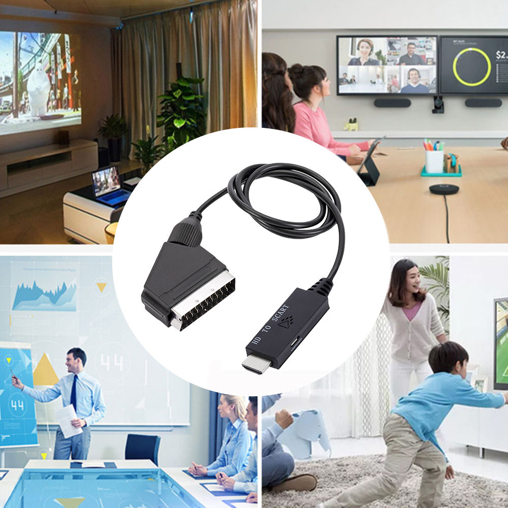 Adapterkabel lavt strømforbrug med usb-strømkabel hdmi-kompatibel til scart lyd- og videoadapter plug and play