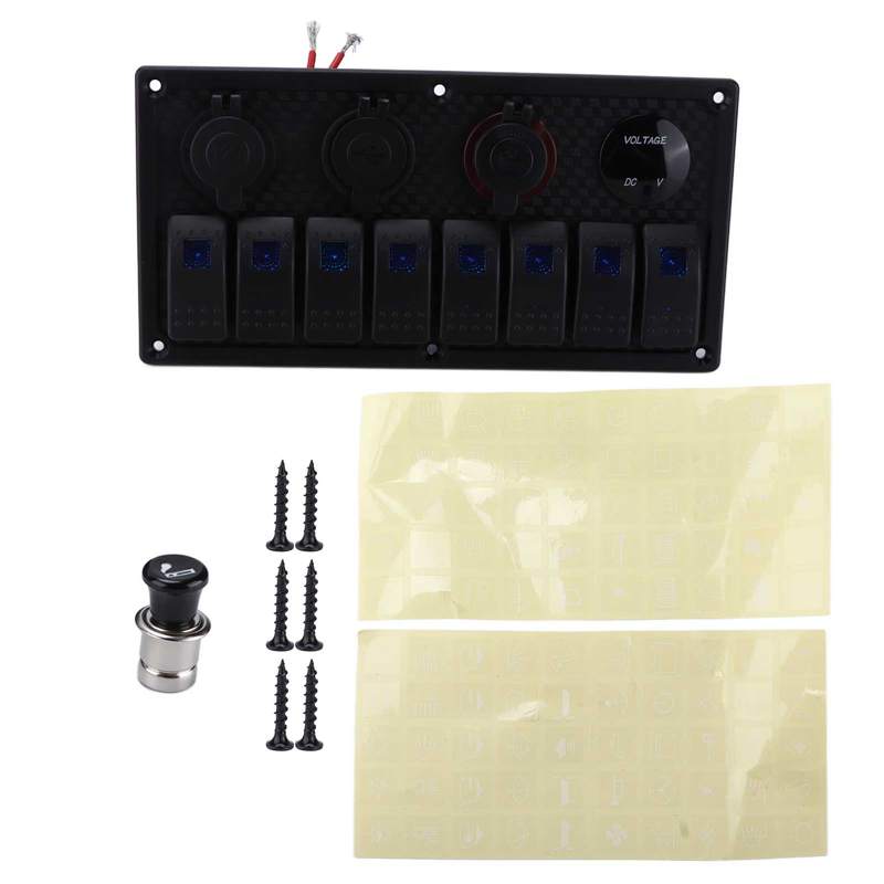 Rocker Switch Panel Zwart 8 Gang Toggle Schakelaar Voor Motor Boot Modificatie