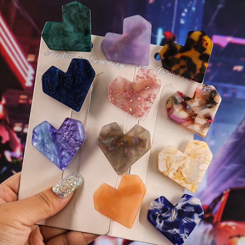 Acrylic Heart Shape Hair Clips for Women Girls Hairpins Shiny lovely Shell Hairgrip Hair Accessories
