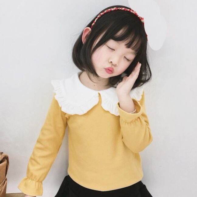 Babymeisjes blouse lente herfst peuter kinderen tops kinderkleding voor prinsessenmeisje shirt: Shirt geel 1 stuk / 6t