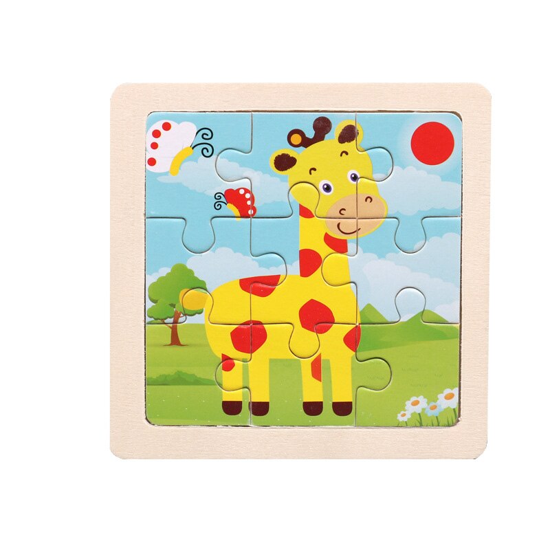 Intelligence Kids Toy Wooden 3D Puzzle Jigsaw Tangram for Children Baby Cartoon Animal/Traffic Puzzles Educational Learning Toys: Giraffe