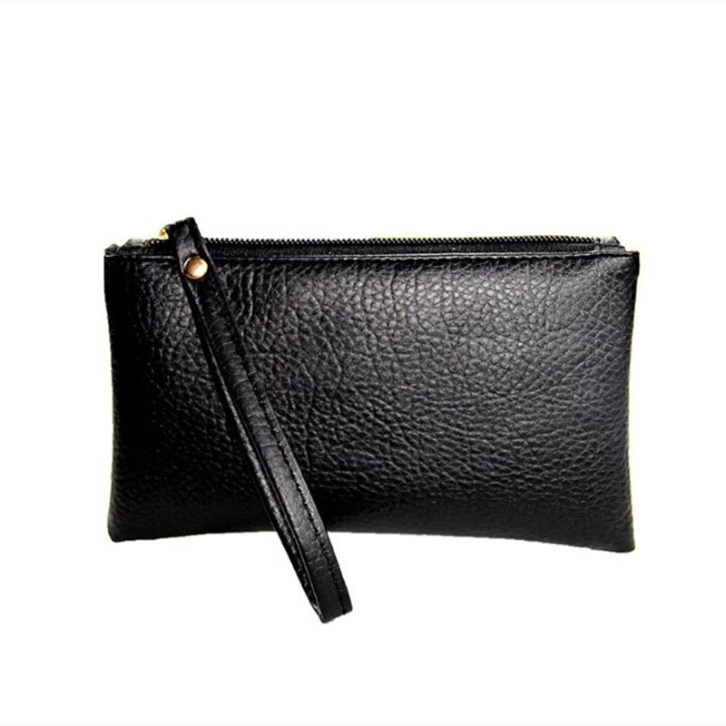 Eenvoudige heren- en damesportemonnees van pu-leer, clutch, portemonnee met rits, telefoon, polsbandje, draagbare handtas voor feestjes