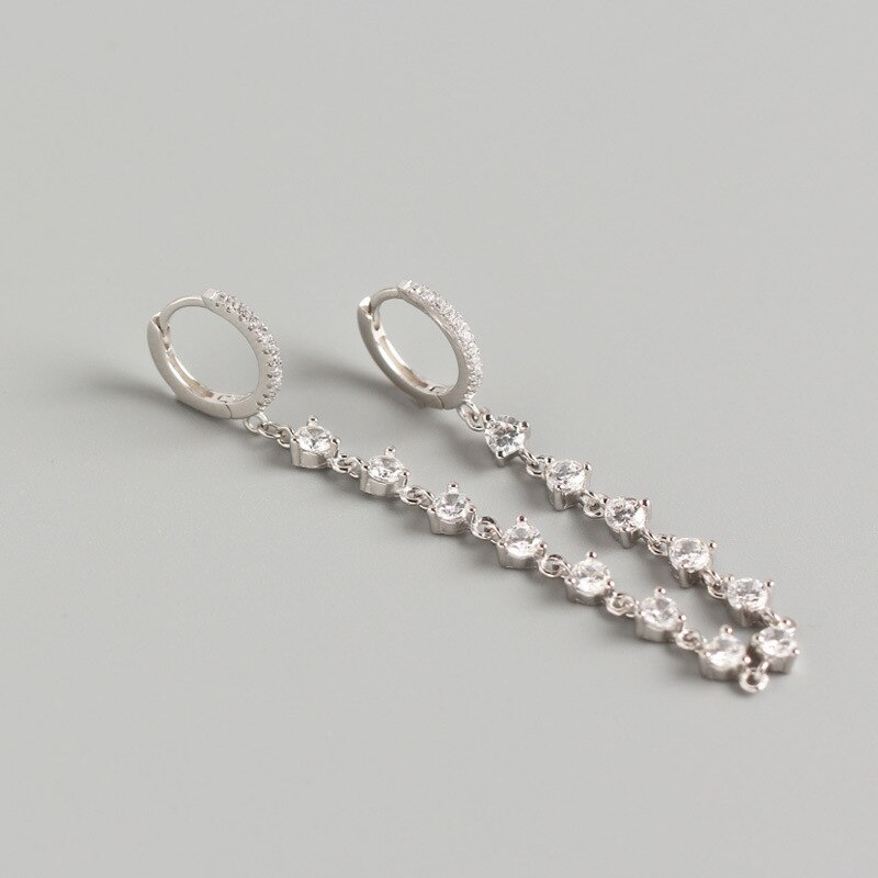 925 Sterling silber ohrring zirkon 2 durchbohrten Siamese ohren kette ohr knochen ohr schnalle persönlichkeit Trend frau mädchen ohr jewe: 1 Stück Silber- 8.5mm