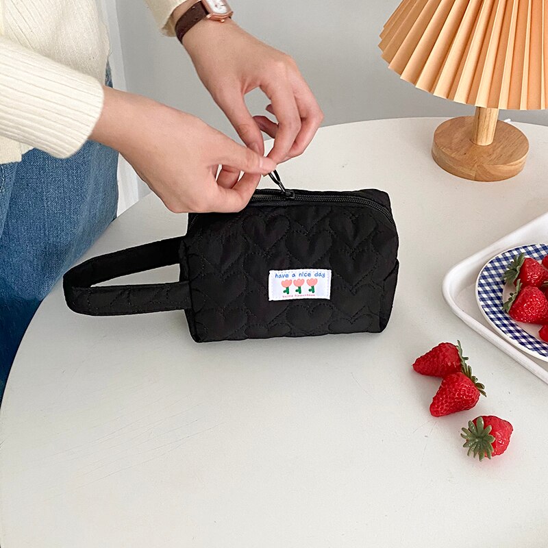 Draagbare Vrouwen Cosmetische Tas Pols Etui Katoen Stof Make-Up Tas Comestics Organisator Opbergtas Travel Toilettas Pouch