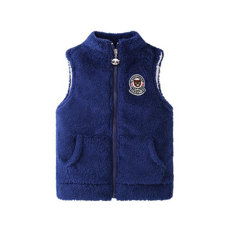 Vest for Boys Children Winter Outerwear Coats Kids Blue Thick Waistcoat Boy Clothes Warm Flannel Soft Vest for Age 3-12 Year Old: Dark Blue / 12T