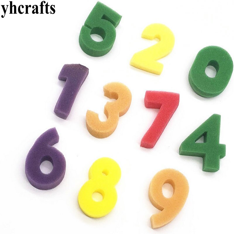 10 stück/lot ,0-9 zahlen kunstschwamm zum selbermachen, frühkindliches lernspielzeug, zeichenspielzeug, kindergarten-kunstspielzeug, mathematikspielzeug, oem