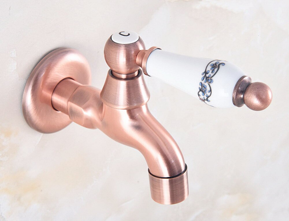 Antique Red Copper Outdoor Faucet Garden Water Tap / Mop Pool Faucet / Laundry Sink Cold Water Tap Bidcock Faucet Bav331