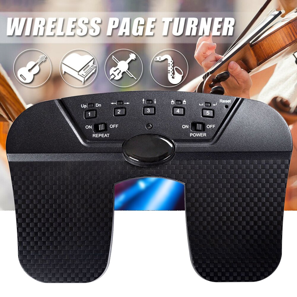 Black Wireless Page Flipper Durable ABS Music Pedal Portable Tablets Bluetooth Guitar Rechargeable Accessories Smart Practical