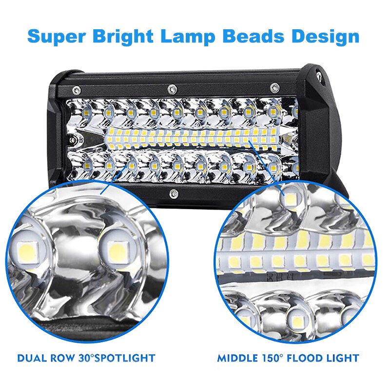 Nlpearl 2x7 "12" 120W 240W LED Bar Licht Bar voor Rijden Offroad Boot Auto tractor Truck ATV Spot Flood Combo LED Verlichting Bar