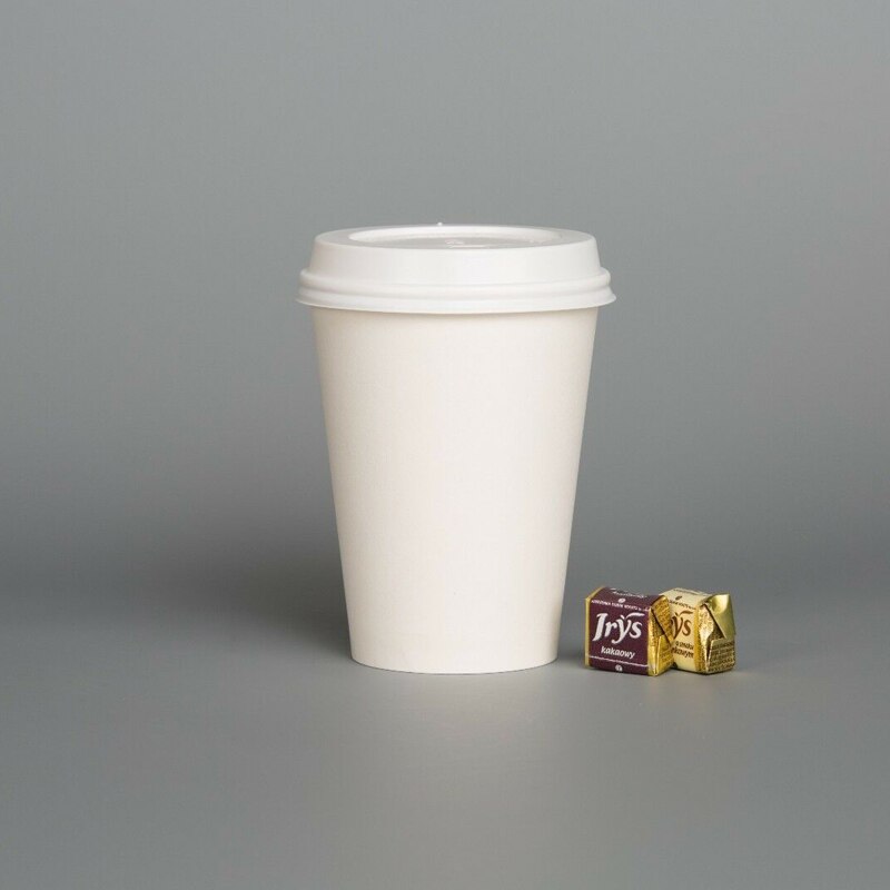 50 CT 16 Oz Tazas de té y café desechables con tapas, papel blanco ecológico, 450ml: Wite Lids White / 100 unids
