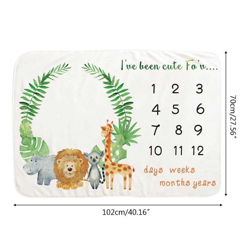 Baby Monthly Record Growth Milestone Blanket Wreath Pattern Photography Props R2JF