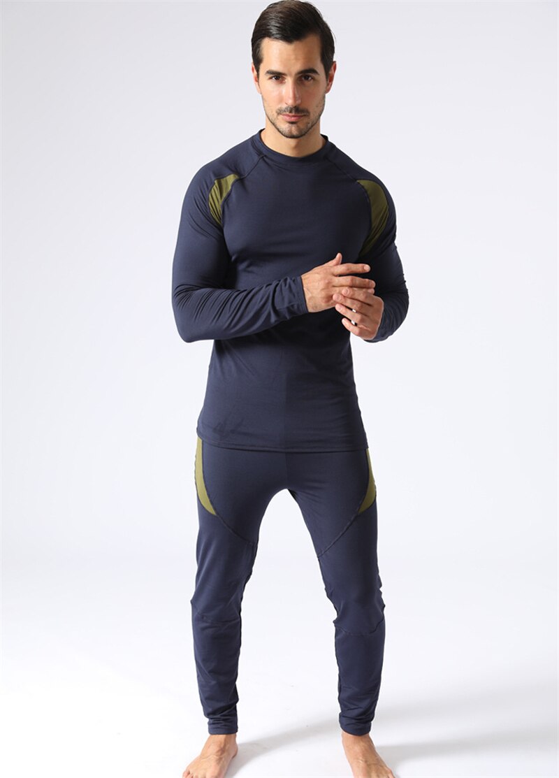 Baselag vinter cykel undertøj sæt kompression fleece stretch tights lange johns quick dry sportstøj fitness undertøj