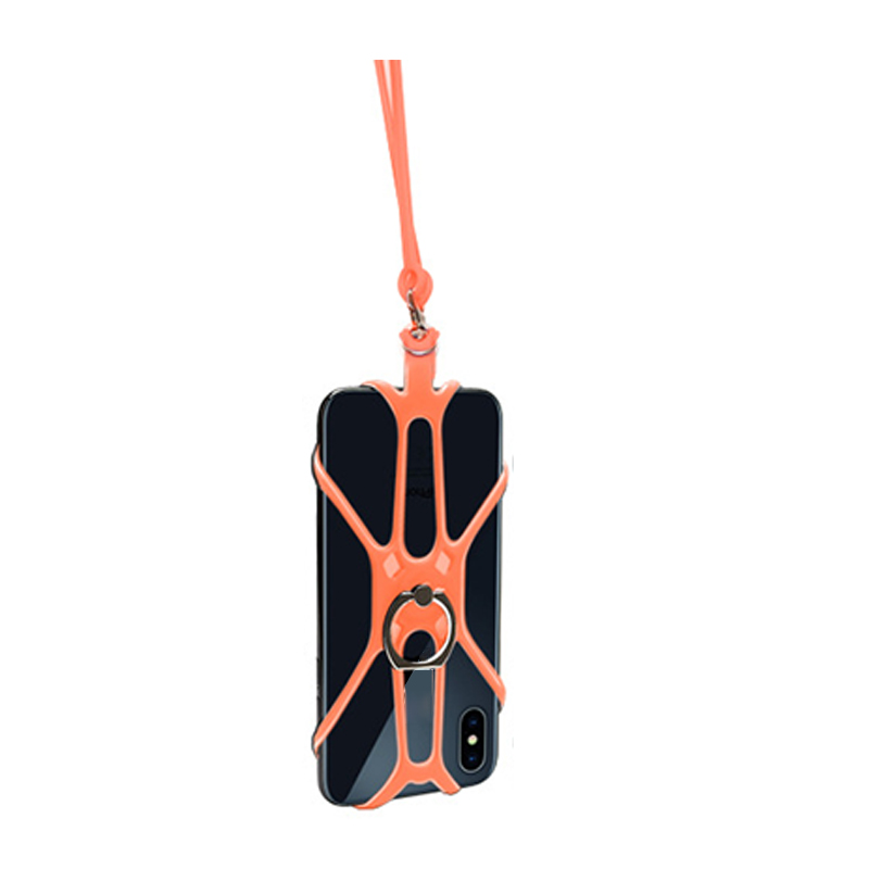 Universal lanyard til telefon silikone sports telefonrem mobiltelefon lanyards ring holder kasse hals hængende reb slynge: Orange