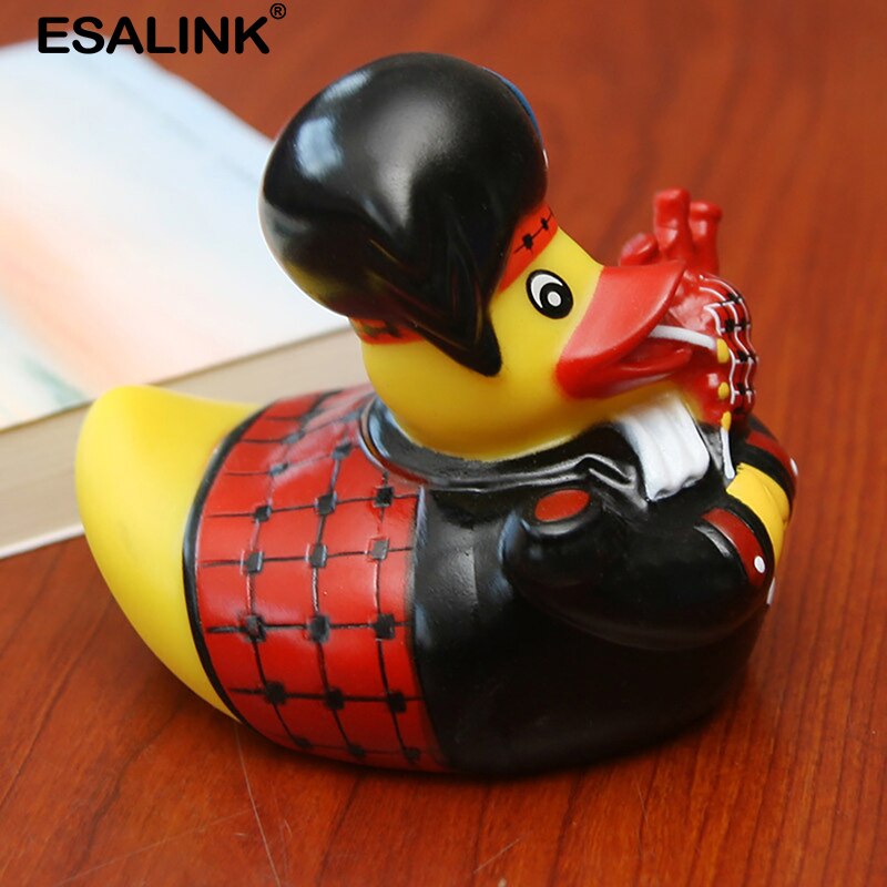 ESALINK Rubber Duck Style Spoof Duck Red Hockey Rhubarb Duck Black Hat Toy Duck Children Toy Duck