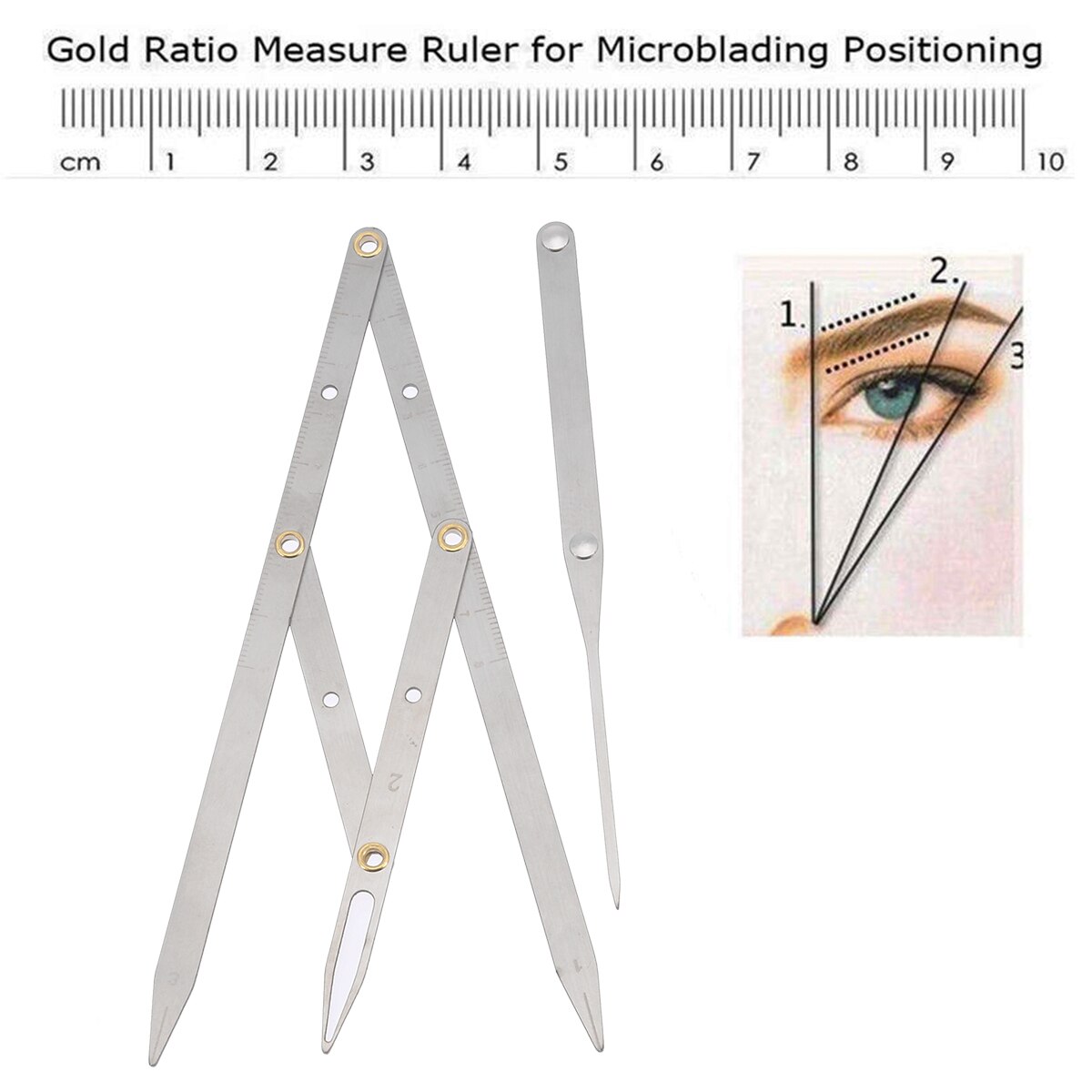 Shellhard 1pc rvs Wenkbrauw Microblading Permanente Wenkbrauw Remklauwen Heerser Make Measure Tool Betekenen Gouden Wenkbrauw