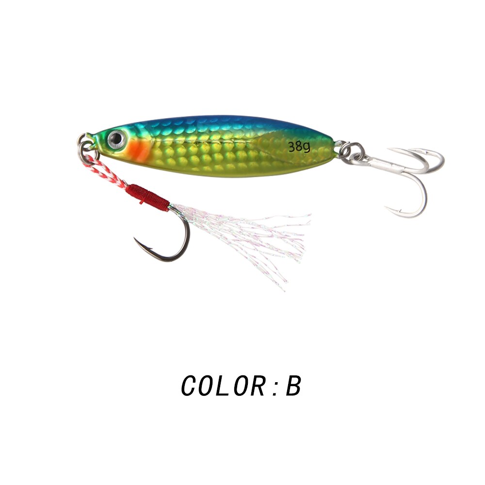 20g/30g/40g Japanese metal jigging lure Artificial Hard Bait saltwater fishing lure slow pitch casting luminous jig with treble: ColorB / 28g