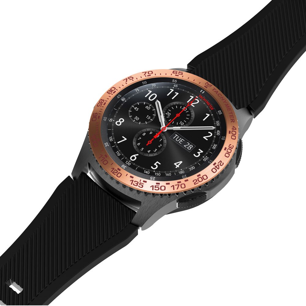 Cubierta de acero inoxidable para reloj inteligente Samsung Galaxy, 46MM, gear s3 frontier, anillo de bisel, cubierta adhesiva antiarañazos