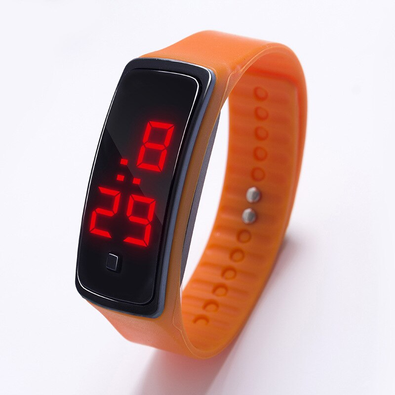 13 kleuren heren dames rode led horloges siliconen dames armband led horloge led digitaal meisjes sporthorloge relogio masculino: Oranje