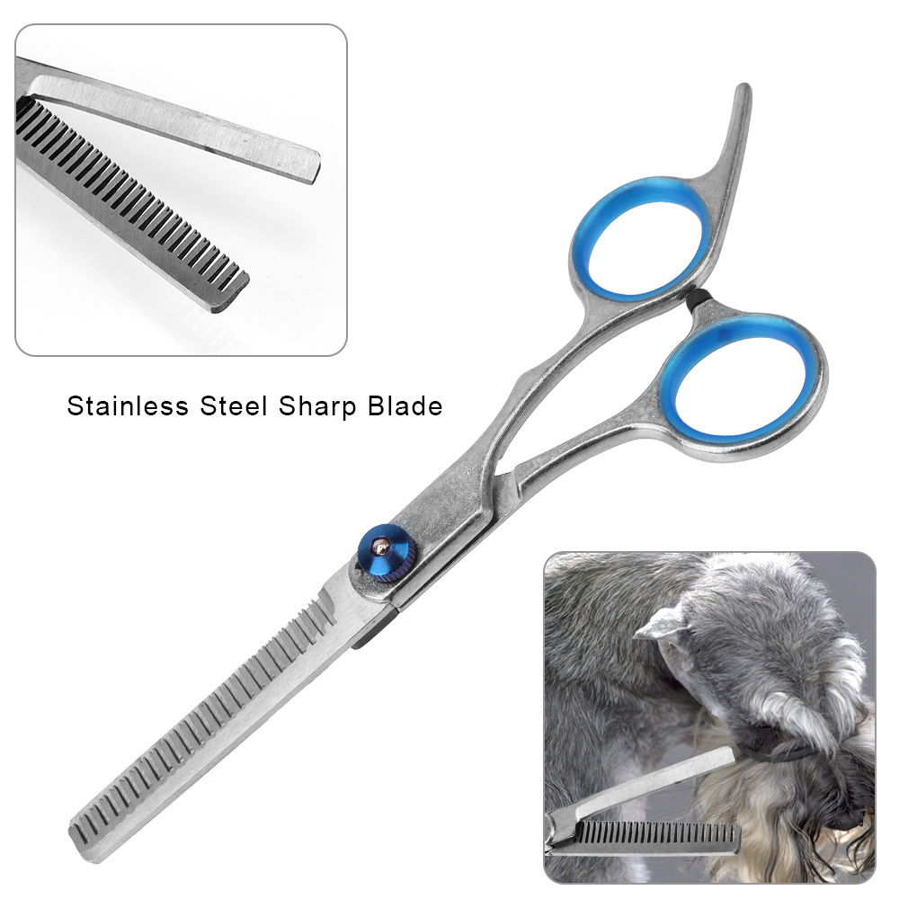 Kit de tijeras de peluquería para perros y gatos, tijeras de corte recto con dientes, hueso de pescado, 6"