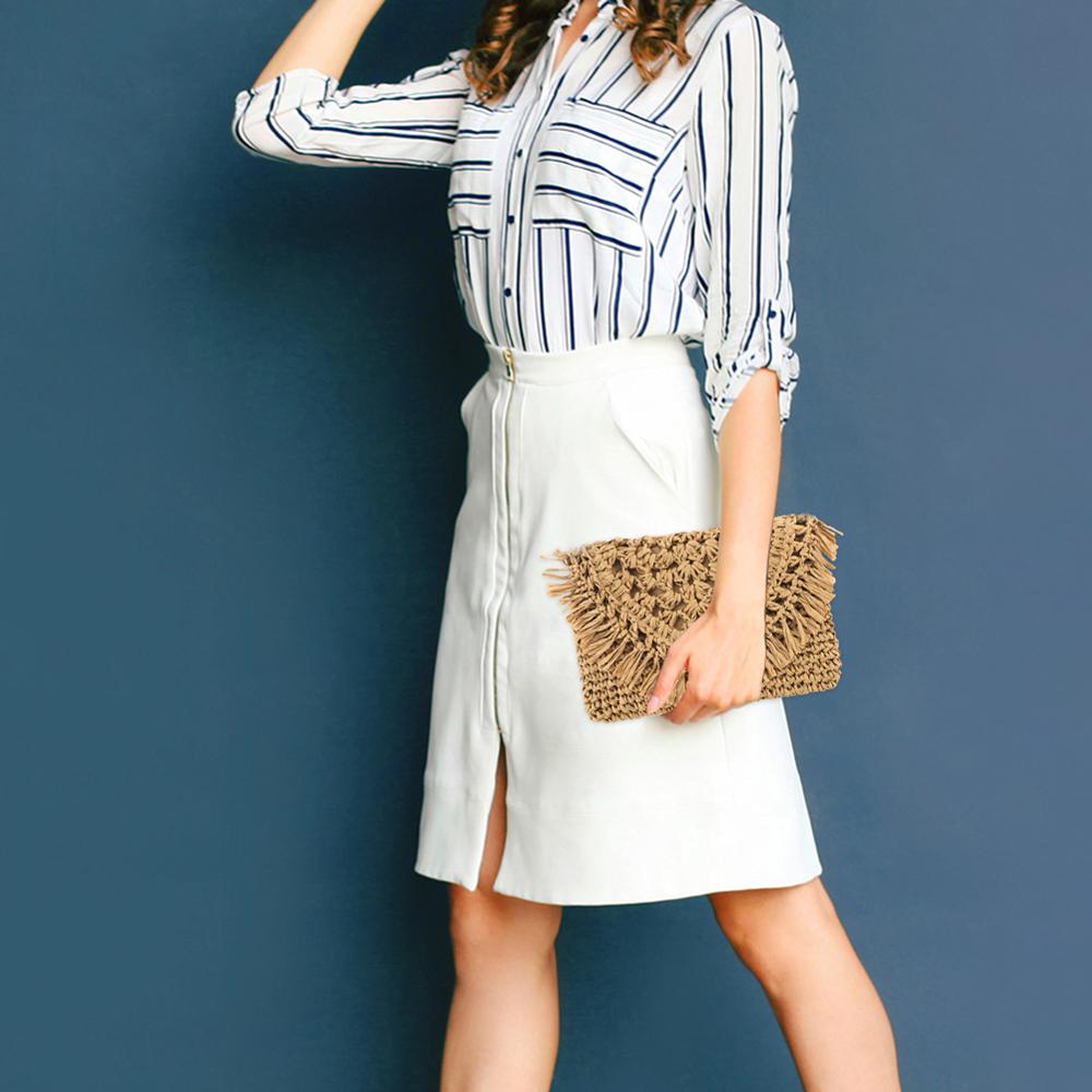 Sommer Handarbeit Gewebt Frauen Stroh Taschen Jahrgang Strand Weben Stroh Totes Schulter Korb Bote Handtaschen