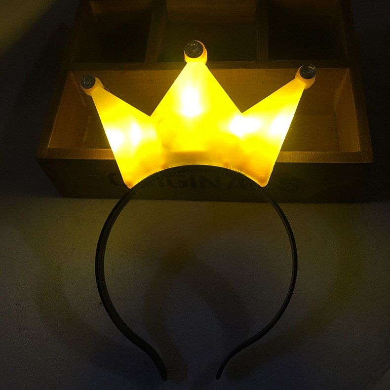 Colorful Princess Tiara Crown LED Flashing Headband Kids Adult Light Up Birthday Rave Glow Party Year Christmas Xmas Navidad: yellow