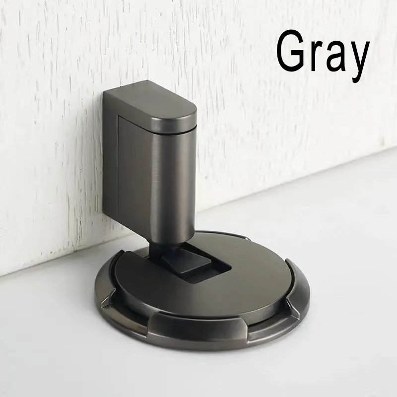 Windproof Door Stopper Indoor Heavy Duty Floor Door Stop Keep Door Open Mechanical No Drilling Door Stopper with Screws: GRAY