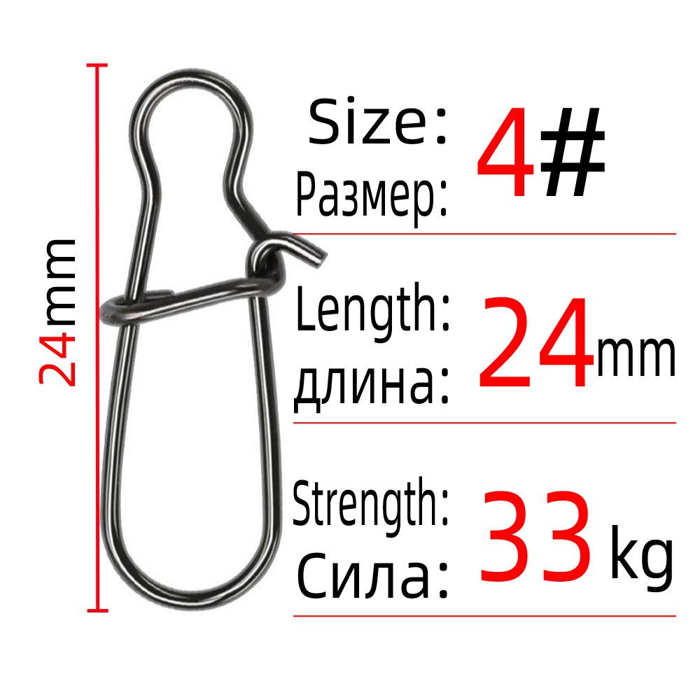 Dndyuju 30-50 Stuks Rvs Vissen Snap Verslaafd Snap Pin Fastlock Clip Rolling Swivel Accessoires Barrel Swivel Lokken haak: 50pcs / 1185 Size 4