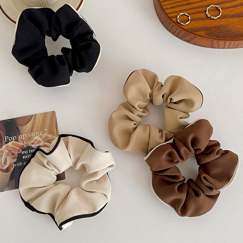 Black White Hair Scrunchies Simple Hair Band Women Girls Ponytail Holder Hair Rubber Bands Hair Ties Hair Accessories