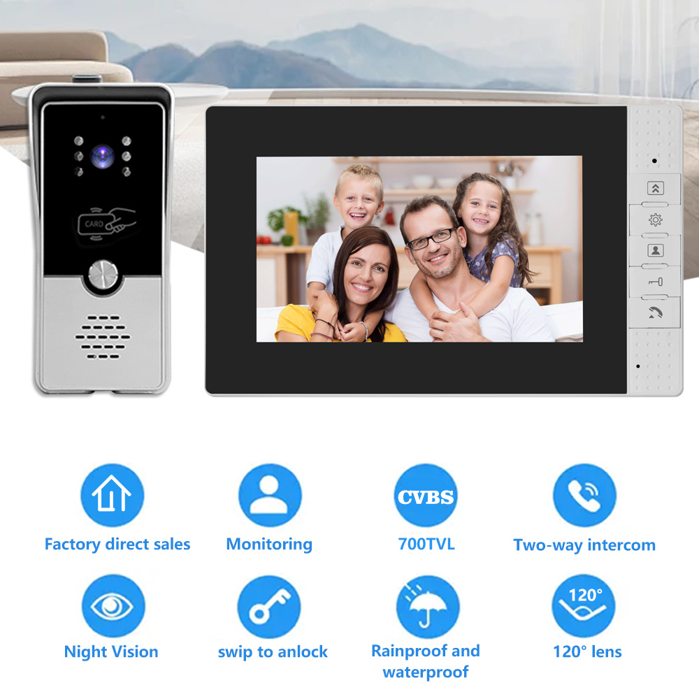 7-inch Video Intercom System Video Call Unlocking Surveillance Private House Doorbell Video Intercom: Default Title