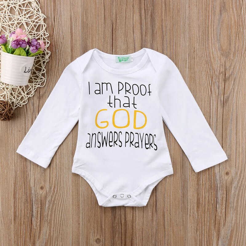 FOCUSNORM Infant Baby Boys Girls Bodysuit Pring Print Letter Long Sleeve Bodysuit Jumpsuit Cotton Outfits Clothes